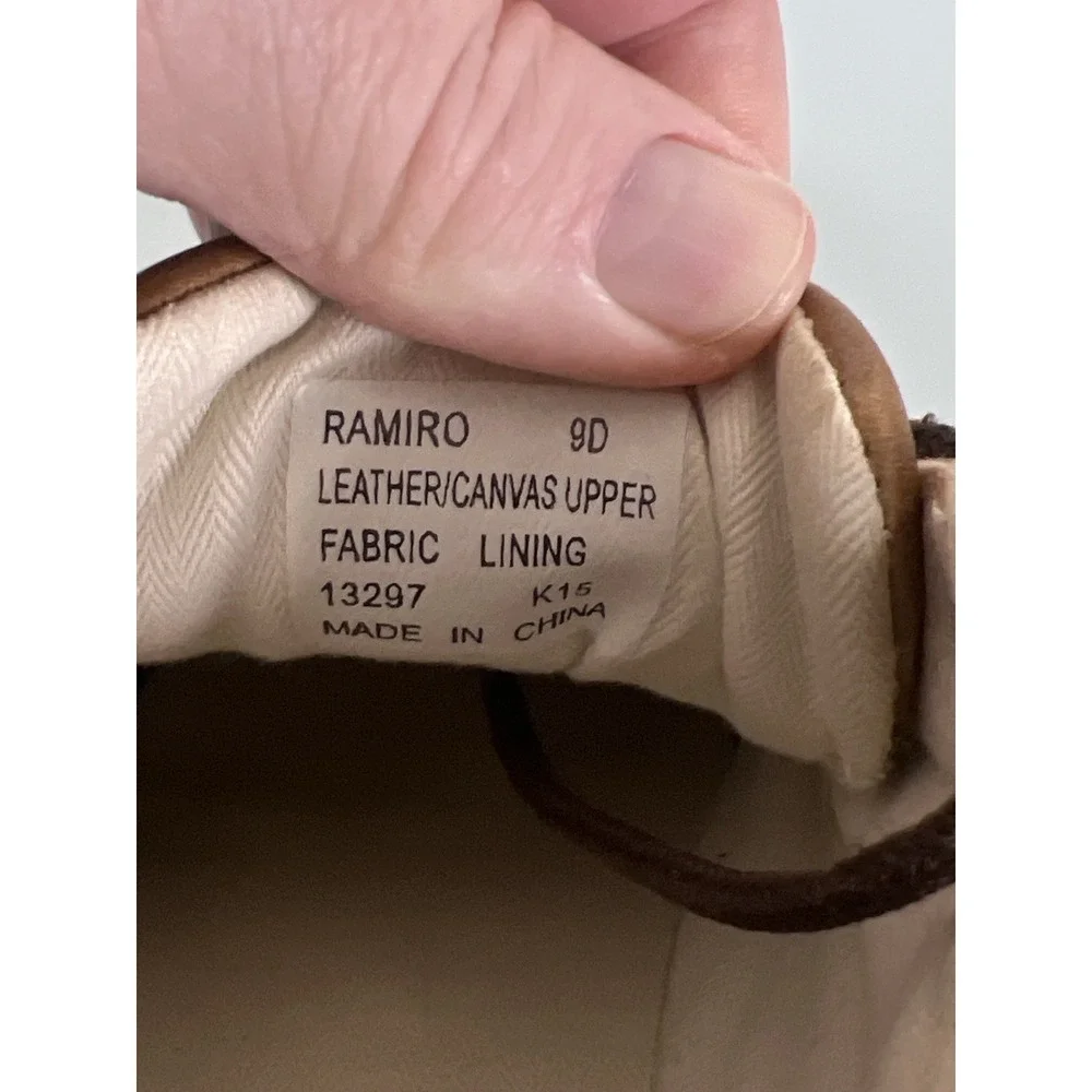 Polo Ralph‎ Lauren Ramiro Men's 9 Brown Leather Canvas Boat Shoes Casual